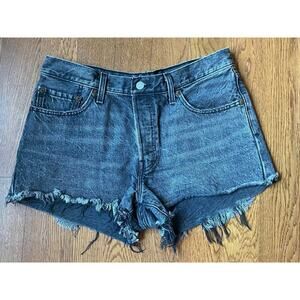 Women's Levi's Light Black Cut Off Denim Shorts. Levi's 501. Size W28